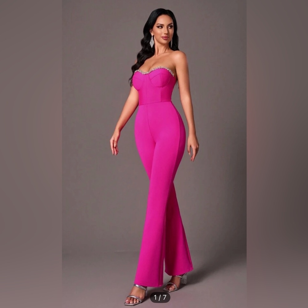 Vibrant Pink Strapless Jumpsuit-NWT!!!